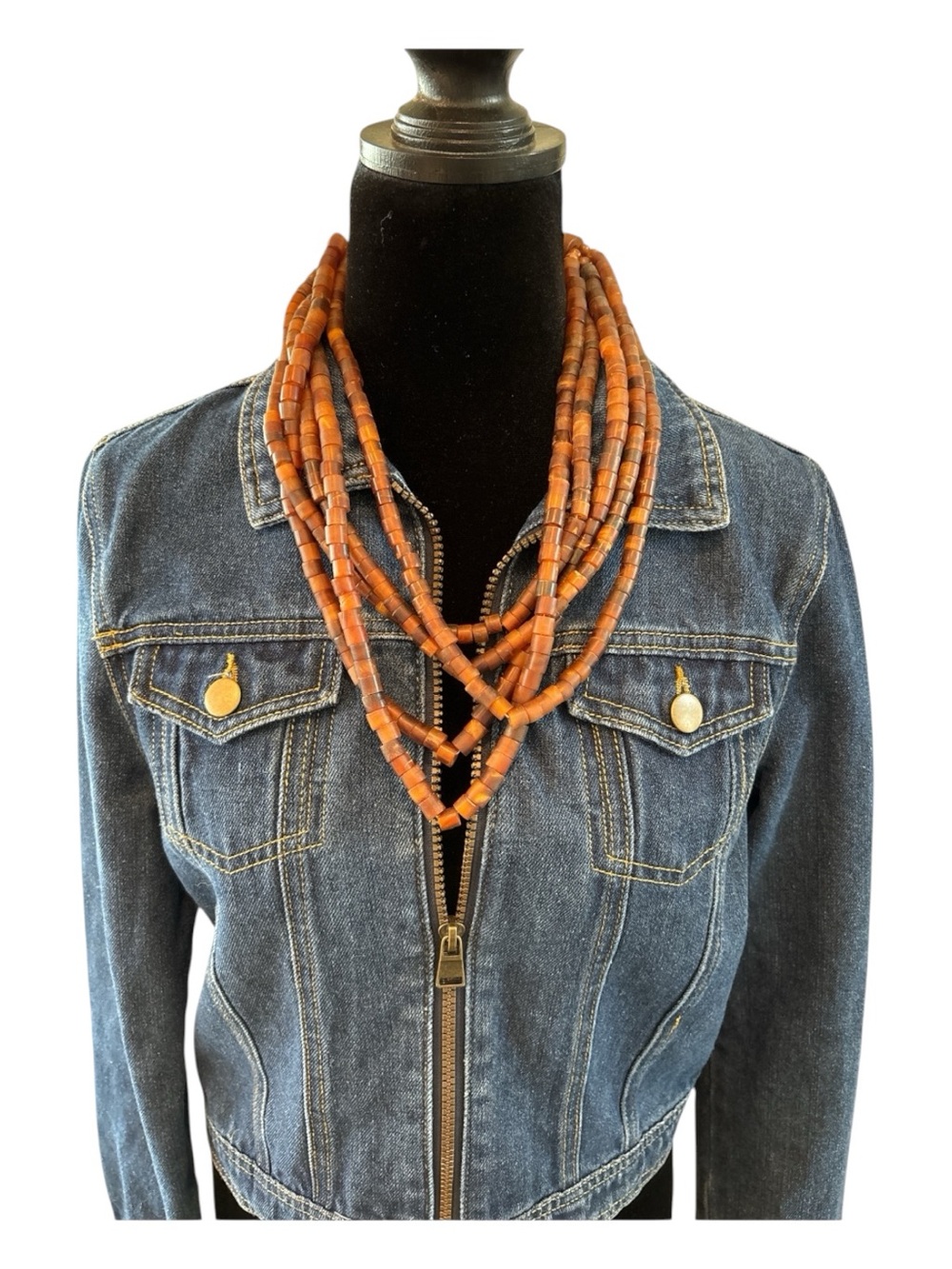 Multi-Strand Brown Bead Necklace - Women Jewelry - Picture 2 of 3
